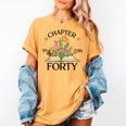 1986 Chapter Forty 40th Birthday Wildflower Book Women's Comfort Colors T-Shirt Mustard