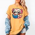 Adorable Book Lover Axolotl With Reading Glasses Cute Women's Comfort Colors T-Shirt Mustard Adorable Book Lover Axolotl With Reading Glasses Cute Women's Comfort Colors T-Shirt Mustard