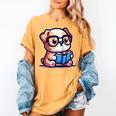 Adorable Book Lover Bulldog With Reading Glasses Cute Raglan Baseball Tee Women's Comfort Colors T-Shirt Mustard Adorable Book Lover Bulldog With Reading Glasses Cute Raglan Baseball Tee Women's Comfort Colors T-Shirt Mustard