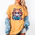 Adorable Book Lover Maine Coon Cat With Reading Glasses Cute Women's Comfort Colors T-Shirt Mustard Adorable Book Lover Maine Coon Cat With Reading Glasses Cute Women's Comfort Colors T-Shirt Mustard