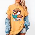 Adorable Book Lover Mallard Duck With Reading Glasses Cute Women's Comfort Colors T-Shirt Mustard Adorable Book Lover Mallard Duck With Reading Glasses Cute Women's Comfort Colors T-Shirt Mustard