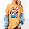Adorable Book Lover Rabbit With Reading Glasses Cute Premium Women's Comfort Colors T-Shirt Mustard