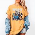 Animals Raccoon Reading Book Librarian Across America Kids Women's Comfort Colors T-Shirt Mustard