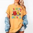 Back To School Checkered Book Pencil Groovy Teacher Student Women's Comfort Colors T-Shirt Mustard Back To School Checkered Book Pencil Groovy Teacher Student Women's Comfort Colors T-Shirt Mustard