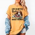 Basset Hound Dog Breed Life Is Better With Books And a For Men Women Girls Kids Women's Comfort Colors T-Shirt Mustard