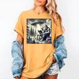 Bigfoot With Alien Reading A Book Bigfoot And UFO Women's Comfort Colors T-Shirt Mustard