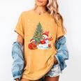 Book Christmas Tree Bookworm Gingerbread Man Snowman Reading Women's Comfort Colors T-Shirt Mustard