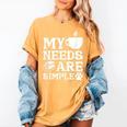 Book Coffee Dog Book My Needs Are Simple Men Women Kids Women's Comfort Colors T-Shirt Mustard