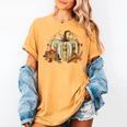 Book Pumpkin Fall Reading Thanksgiving Teacher Librarian Women's Comfort Colors T-Shirt Mustard