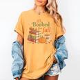 All Booked For Fall Books Coffee Fall Leaves Pumpkins Autumn Women's Comfort Colors T-Shirt Mustard