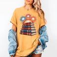 Books Fireworks 4th Of July Bookworm Patriotic Reader Women's Comfort Colors T-Shirt Mustard
