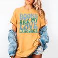 Books Are My Love Language Retro Book Quote Women's Comfort Colors T-Shirt Mustard Books Are My Love Language Retro Book Quote Women's Comfort Colors T-Shirt Mustard