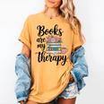 Books Are My Therapy Coffee Books Flowers Bookish Book Lover Women's Comfort Colors T-Shirt Mustard