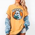 BOOOKS Cute Ghost Reading Books Halloween Women's Comfort Colors T-Shirt Mustard BOOOKS Cute Ghost Reading Books Halloween Women's Comfort Colors T-Shirt Mustard