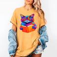 Cat Book Shirt Colorful Cat Reading Book Women's Comfort Colors T-Shirt Mustard Cat Book Shirt Colorful Cat Reading Book Women's Comfort Colors T-Shirt Mustard