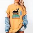 Cat And Books Retro Midcentury Mid Century Aesthetic Women's Comfort Colors T-Shirt Mustard Cat And Books Retro Midcentury Mid Century Aesthetic Women's Comfort Colors T-Shirt Mustard