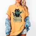 Cat Reading Book Women's Comfort Colors T-Shirt Mustard