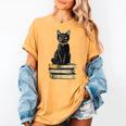 Cat Sitting On Books Women's Comfort Colors T-Shirt Mustard