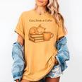 Cats Books And Coffee Heart Cozy Cat Lover Bookworm Readers Women's Comfort Colors T-Shirt Mustard Cats Books And Coffee Heart Cozy Cat Lover Bookworm Readers Women's Comfort Colors T-Shirt Mustard