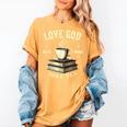 Christian Bookworm Love God Read Books Drink Tea Women's Comfort Colors T-Shirt Mustard
