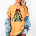Christmas Book Tree Coquette Bow Xmas Reading Librarian Girl Women's Comfort Colors T-Shirt Mustard