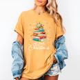 Christmas Book Tree Shirt Book Lover Librarian All Booked For Christmas Women's Christmas Book Lover Librarian Women's Comfort Colors T-Shirt Mustard