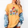 Christmas Gingerbread Man Reading Book Snowflake Teacher Women's Comfort Colors T-Shirt Mustard