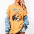 Coffee Cats & Books Lover For Women & Girls Coffee Women's Comfort Colors T-Shirt Mustard