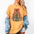 Coquette Christmas Book Tree Xmas Lights Librarian Teacher Women's Comfort Colors T-Shirt Mustard Coquette Christmas Book Tree Xmas Lights Librarian Teacher Women's Comfort Colors T-Shirt Mustard