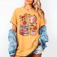 Coquette Teacher School Supplies Bows Books Globe Apple Cute Women's Comfort Colors T-Shirt Mustard