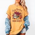 Cozy Readers Book Society Fall Autumn Floral Pumpkin Season Women's Comfort Colors T-Shirt Mustard