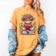 Cute Baby Highland Cow With Reading Book Bookworm Women's Comfort Colors T-Shirt Mustard Cute Baby Highland Cow With Reading Book Bookworm Women's Comfort Colors T-Shirt Mustard