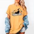 Cute Cat Flower Garden Book Kitty Reading Floral Men Women Girls Kids Women's Comfort Colors T-Shirt Mustard