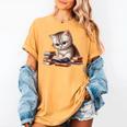 Cute Kitten Bookworm Adorable Cat With Glasses Reading Book Women's Comfort Colors T-Shirt Mustard