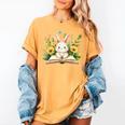 Cute Rabbit And Book Women Girls Reading Book Rabbit Lover Women's Comfort Colors T-Shirt Mustard