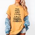 Dogs Plants Coffee Books Book Lover Dog Lover Reading Women's Comfort Colors T-Shirt Mustard