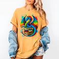 Dragon Reading Colorful Fantasy Book Lover Women's Comfort Colors T-Shirt Mustard Dragon Reading Colorful Fantasy Book Lover Women's Comfort Colors T-Shirt Mustard