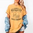 Easily Distracted By Cats And Books For Women Women's Comfort Colors T-Shirt Mustard