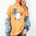 Ghost Reading Books Halloween Library Women's Comfort Colors T-Shirt Mustard