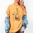 Giraffe Reading Tea Books Coffee Book Lover Graphic Women's Comfort Colors T-Shirt Mustard