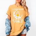 Good Book Is Out Of This World Astronaut Moon Space Reading Women's Comfort Colors T-Shirt Mustard