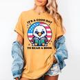 A Good Day To Read a Book Reading Eagle With American Flag Women's Comfort Colors T-Shirt Mustard
