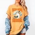 Halloween Book Lover Ghost Boo Pun Read More Boooks Women's Comfort Colors T-Shirt Mustard