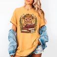 Highland Cow Reading Book Graphic Cow With Book Floral Women's Comfort Colors T-Shirt Mustard Highland Cow Reading Book Graphic Cow With Book Floral Women's Comfort Colors T-Shirt Mustard