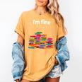 I'm Fine Reading Books Reader Book Lover Librarian Women's Comfort Colors T-Shirt Mustard