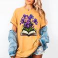 Irises Flowers Book Iris Floral Women's Comfort Colors T-Shirt Mustard Irises Flowers Book Iris Floral Women's Comfort Colors T-Shirt Mustard