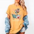 Just A Girl Who Loves Books Messy Bun Book Skeleton Bookworm Women's Comfort Colors T-Shirt Mustard