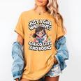 Kawaii Cat And Books Just A Girl Who Loves Both Women's Comfort Colors T-Shirt Mustard Kawaii Cat And Books Just A Girl Who Loves Both Women's Comfort Colors T-Shirt Mustard