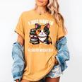 Kawaii Feline Book Reading Read Books Pet My Calico Cat Men Women Women's Comfort Colors T-Shirt Mustard