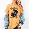 Life Is Better With Cats & Books Tuxedo Cat Mom Women Women's Comfort Colors T-Shirt Mustard Life Is Better With Cats & Books Tuxedo Cat Mom Women Women's Comfort Colors T-Shirt Mustard